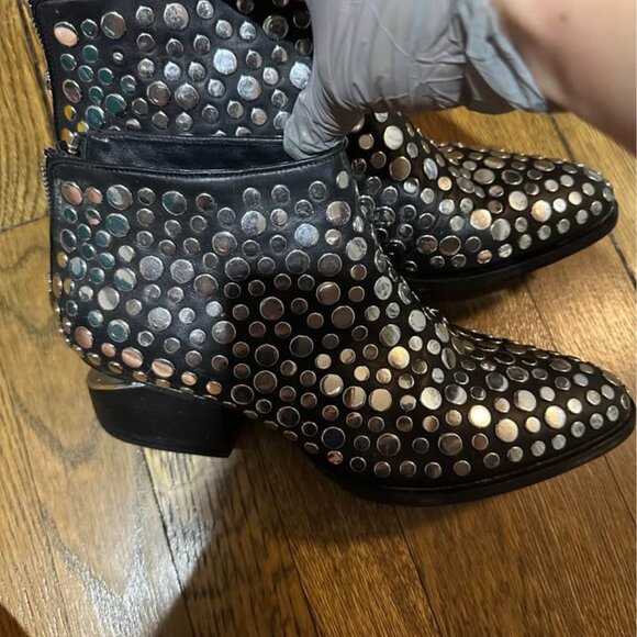 Alexander Wang Black Leather Studded Gabi Ankle Boots Size 37 - Picture 3 of 5